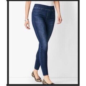 Talbots Flawless Women's Size 14 Pull On Jegging Dark Wash Denim Blue Jeans Slim